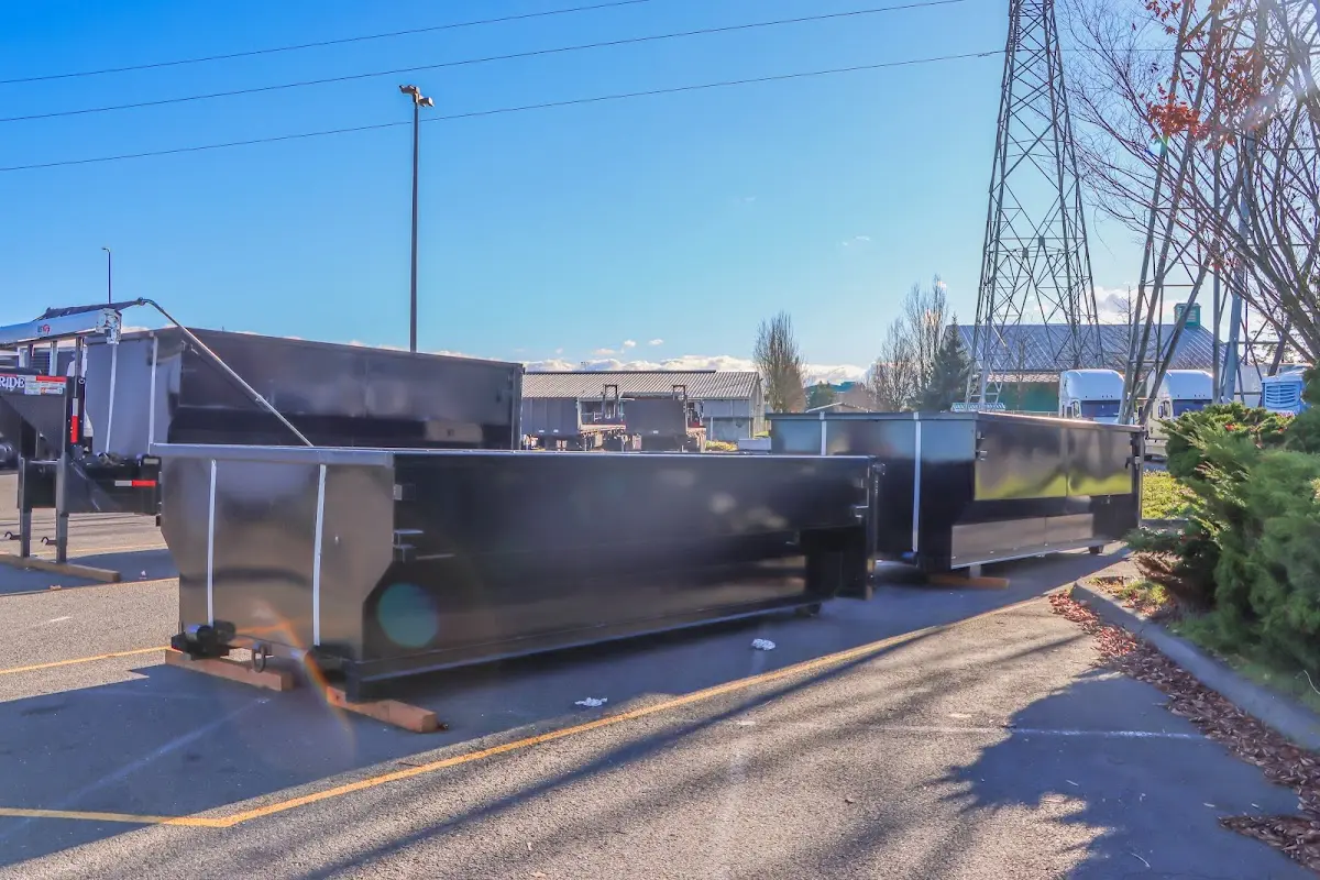 Roll-off dumpster ready for waste disposal at job site for Yard Waste Dumpster Rental in Milton-Freewater